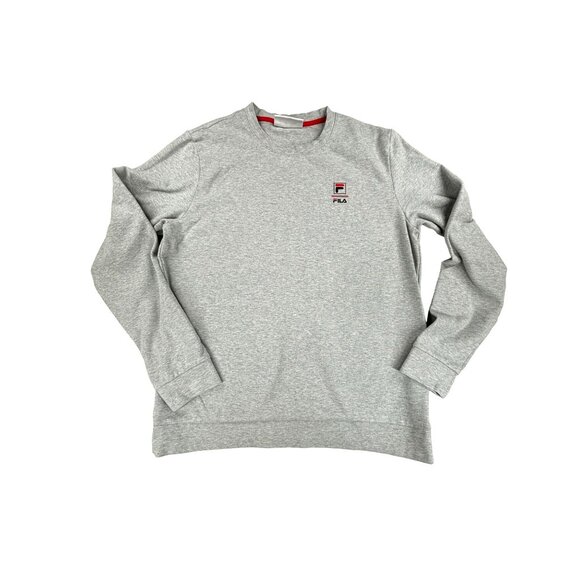 Fila Long Sleeve Crewneck Sweatshirt Gray Mens Medium log Comfort Pullover - Picture 1 of 8
